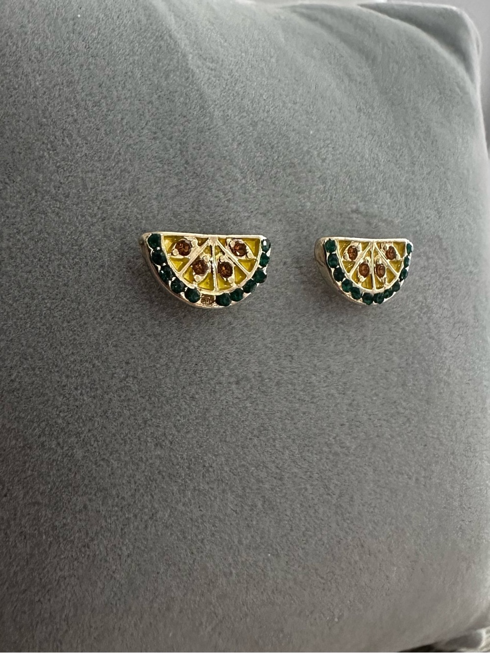 Citrus Slice Stud Earrings in Yellow and Green - Women Jewelry